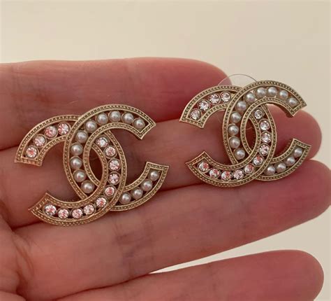 coco chanel earrings studs|vintage chanel gold hoop earrings.